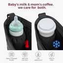 Momcozy Universal Stroller Organizer, Slim Stroller Caddy with 2 Insulated Cup Holders, Non-Slip Silicone Straps, Detachable Mini Pouch, Dense-Weave Parent Console for UPPAbaby, Doona, Graco & More