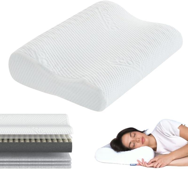 Adjustable Memory Foam Pillow, Travel Pillows for Sleeping, Cervical Neck Pillow for Sleeping, Soft Memory Foam Pillows for Side Sleepers, Side Sleeper Pillow for Shoulder Pain