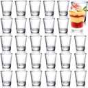 Tebery 30 Pcs 60ml Shot Glasses, 2oz Heavy Base Shot Glasses Sets, Round Glassware Shot Glass, Clear Glass for Vodka, Whiskey, Tequila, Espresso, Liquor