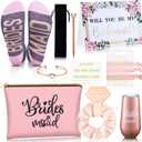 Yexiya 13 Pcs Bridesmaid Proposal Gifts Set Will You Be My Bridesmaid Gift 6 oz Stainless Steel Wine Tumbler Socks Scrunchie Pen for Engagement Wedding Bachelorette Party Supply(Elegant)