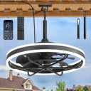 LEDIARY 24" Outdoor Ceiling Fans with Light, Waterproof Gazebo Fan with Hanging Hook, App Control for 3CCT Dimmable, Caged Plug in Ceiling Fan with Hanging Hook for Patio, Porch, Pergola