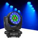 Moka SFX Moving Head Light 19x15W Beam Wash Zoom Stage Lights RGBW 4 in1 LED DJ Lights by Sound Activated Auto DMX Control for Stage Effect Dj Disco Nightclub and Party