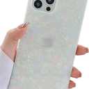 KERZZIL Cute Rectangle Compatible with iPhone 12/12 Pro 6.1-inch Case,Slim Colorful Sparkle Glitter Soft TPU Silicone Protective Durable Cases Cover(Pearl)