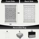 Wonnitar Outdoor Rug 6x9, Waterproof Patios Rug Reversible Plastic Straw Rug, Large Outside Area Rug, Portable Camper RV Mat, Indoor Outdoor Carpet for Picnic Balcony Backyard Porch Deck, Grey