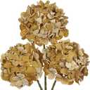 Oairse Sand Brown Hydrangea Artificial Flowers, 19.6in Dried Textured Silk Hydrangea Flowers with Stems 3 Pcs Fake Flower Bouquet Faux Floral Stems Artificial Flower Bulk for Table Wedding Home Decor