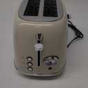 Toaster 2 slice, KitchMix Retro Stainless Steel Toaster with 6 Settings, 1.5 In Extra Wide Slots, Bagel/Defrost/Cancel Function, Removable Crumb Tray (Cream)