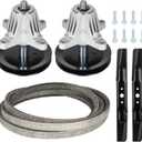 42 Inch Deck Rebuild Kit 918-06991 Spindle Fit for Craftsman T1000 T1200 T1400 LT4200 Troy-Bilt Bronco Pony 42 TB42, Includes 2 Spindles 618-06991, 2 Blades 742-04312, 96 Belt 754-04060
