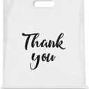 White Thank You Bags with Handles 100 Pack, 12 x 15 Inch 4.73 Mils Extra Thick Shopping Bags, Merchandise Retail Bags for Small Business Bulk (White)