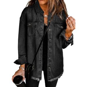 Dokotoo Women's Oversized Denim Jacket Casual Long Sleeve Denim Shirts Distresse Jean Jacket Fall Outfits 2025 (Medium, Black) Dokotoo Women's Oversized Denim Jacket Casual Long Sleeve Denim Shirts Distresse Jean Jacket Fall Outfits 2025 (Medium, Black)
