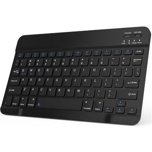 Bluetooth Keyboard Compatible with iPad 10th Generation, Rechargeable Portable 10 inch Wireless Keyboard for iPhone, iPad mini, Samsung Tablets Keyboards Ultra-Slim, Travel Office Computer Accessories (Black)