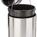Amazon Basics Round Cylindrical Home Office Trash Can With Soft-Close Foot Pedal, 20 l /5.3 gallon, Brushed Stainless Steel