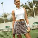 SANTINY Pleated Tennis Skirt for Women with 4 Pockets Women's High Waisted Athletic Golf Skorts Skirts for Running Casual (Leopard,M)