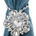 Magnetic Curtain Tiebacks Sparkling Flower Curtain Clips Holdback Buckles Tie Backs Drapery Holders with Stretchable Spring Wire for Home Office Decoration Silver- 2 Pack