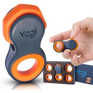 Yogi Fidget Toy for Adults & Kids  Sensory Stress Relief Spinner with 5 Silicone Finger Rings  Quiet Desk Fidget for Focus at Work, School & Travel (Supernova) (Blueretro Orange)