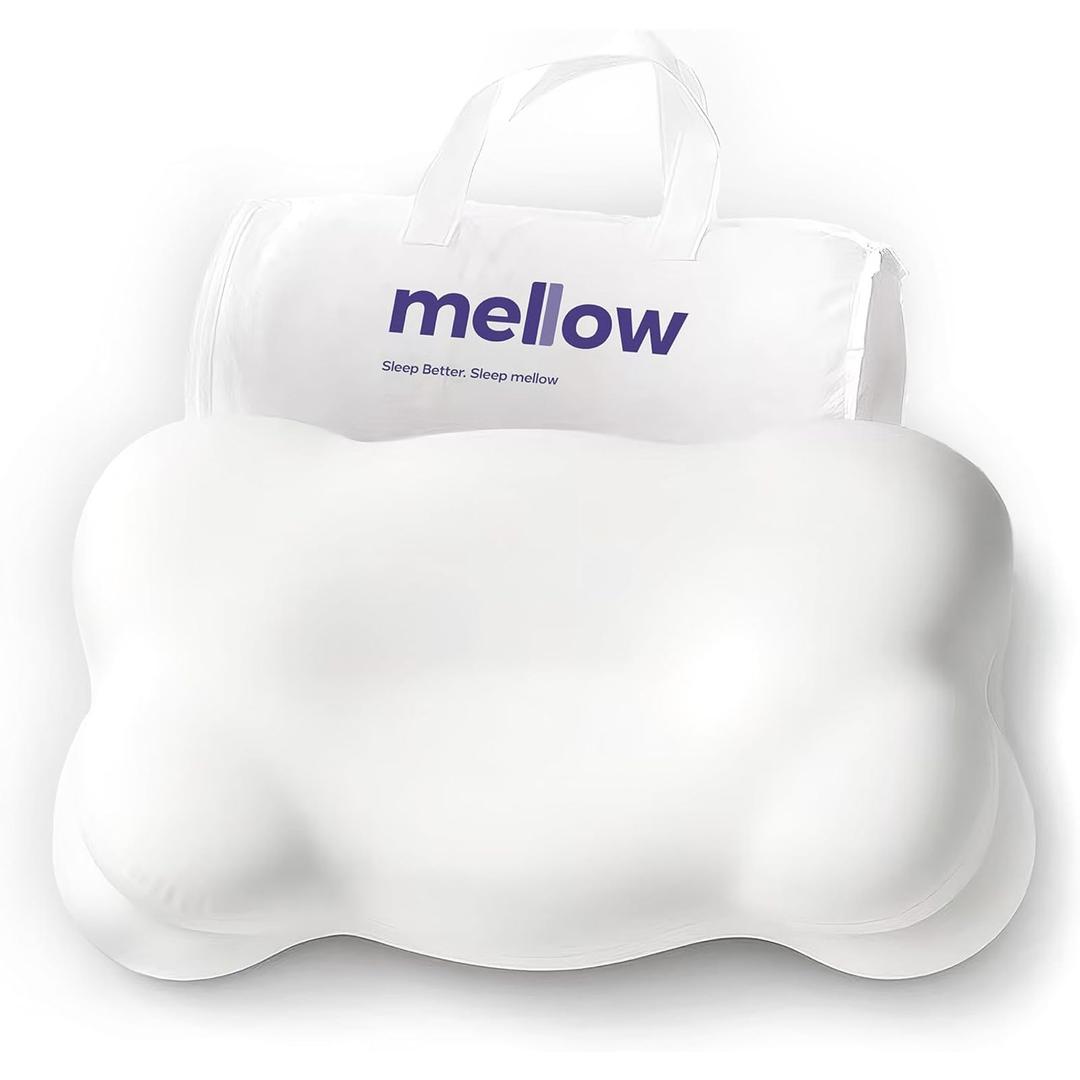 Mellow Cloud Alignment Pillow  Ergonomic Support for Neck & Spinal Alignment, Dual Height, Adjustable Fill, Machine Washable Cover