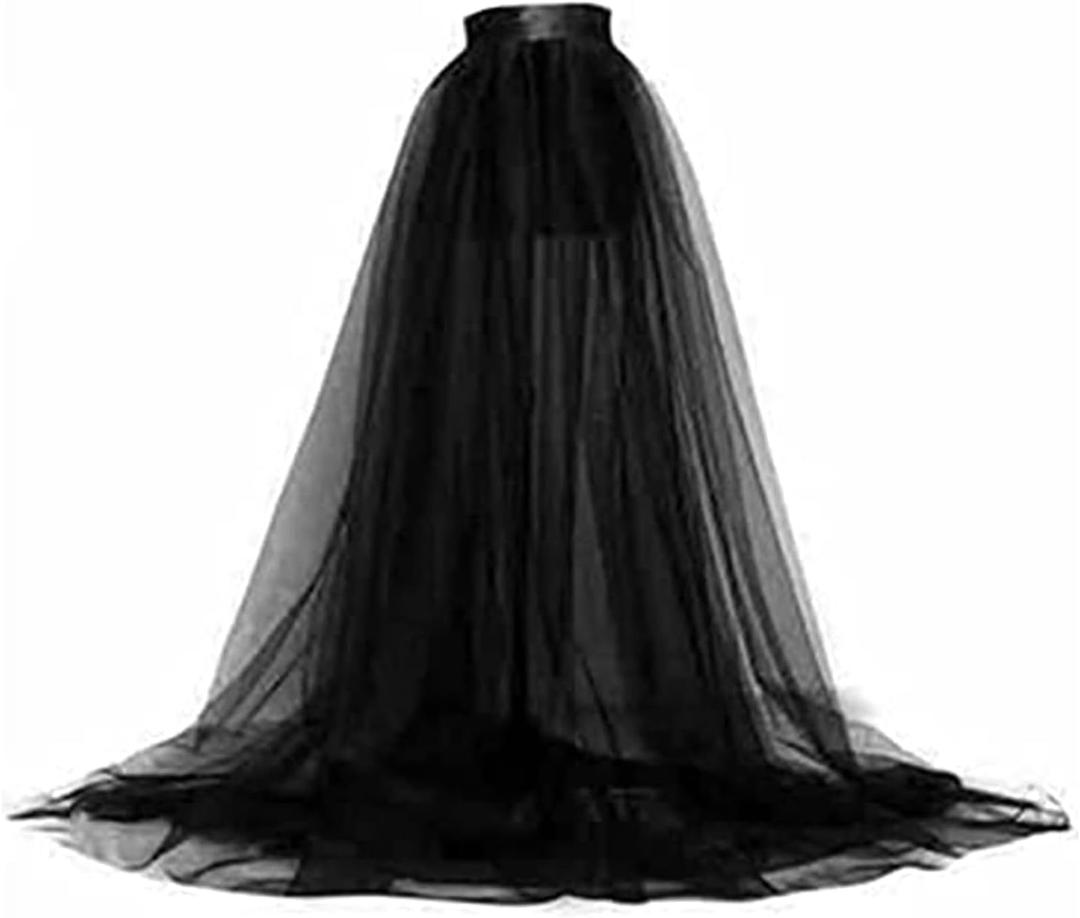 Women Tulle Tutu Long Skirts Festival Wedding Party Cocktail Prom Bandage Mesh Maxi Dress Overskirt (One Size)
