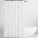 KGORGE White Linen Shower Curtain - Semi Sheer Lightweight Button Hole Half Privacy Quick Dry Shower Curtains for Bathroom Bathtub Decor, White, 72 x 72 inches Long, Hooks Included
