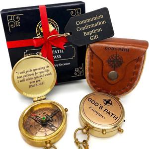 God's Path Compass Communion & Confirmation Gift for Teenage Boys | Baptism Religious Gifts for Men, Christian, Catholic, Graduation | Sentimental & Inspirational Present Greeting Card Included