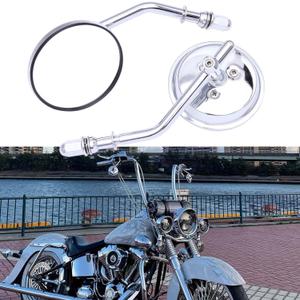Chrome Motorcycle Round Sportster Mirrors Rear View Compatible with Harley Davidson Fatboy Dyna Street Glide Road King Softail, Small