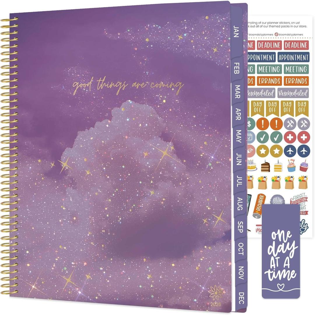 bloom daily planners 2026 Planner (January to December) - 8.5 x 11 Weekly & Monthly Dated Agenda Organizer Book with Stickers & Tabs - Flexible Soft Cover - Good Things Are Coming