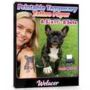 Printable Temporary Tattoo Paper for Inkjet Printer  8.5"x11", 8 Sheets  Custom Tattoo Transfer Paper for Easter, Kids, Adults, Halloween, Christmas, Party, Festival