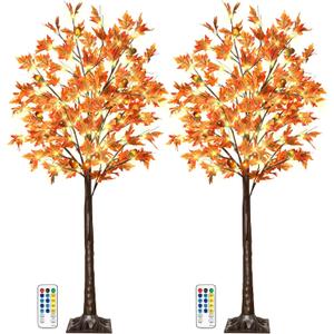 2 Pack 5FT 90LED Lighted Maple Tree - Thanksgiving Decor Artificial Tree with 9 Acorns 180 Leaves, Remote 8 Flashing Modes, Timing, Fall Tree for Outdoor Wedding Party Autumn Decor 2 Pack 5FT 90LED Lighted Maple Tree - Thanksgiving Decor Artificial Tree with 9 Acorns 180 Leaves, Remote 8 Flashing Modes, Timing, Fall Tree for Outdoor Wedding Party Autumn Decor