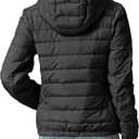 Women's Lightweight Packable Puffer Jacket Detachable Hood Coat Quilted Jacket for Hiking Outdoor (Black, M)
