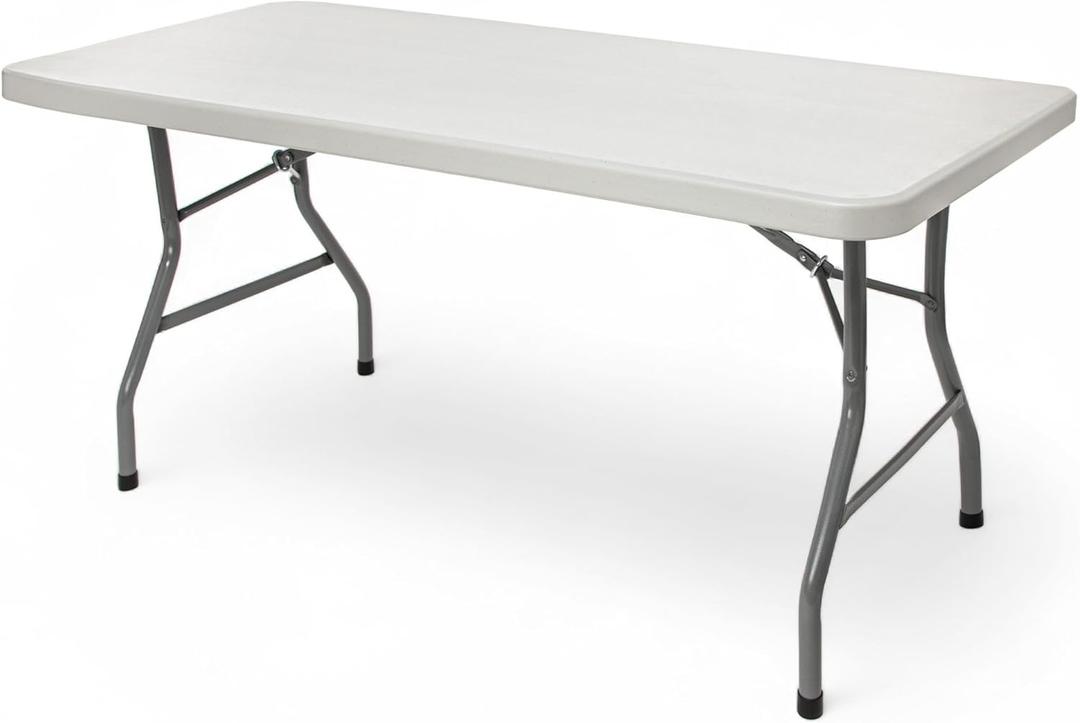 OEF Furnishings OEFBT Series Rectangular Commercial-Grade Premium Industrial Folding Table, Heavy-Duty Blow-Molded Design with Thick Top and 17-Gauge Steel Frame (30"  60", Speckled Gray Top)
