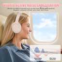 Active Noise Cancelling Headphones, Wireless Over Ear Bluetooth Headphones,100H Play Time Bluetooth Headphone with Microphone,Lightweight and Foldable Comfortable Deep Bass for Work/Gym Pink
