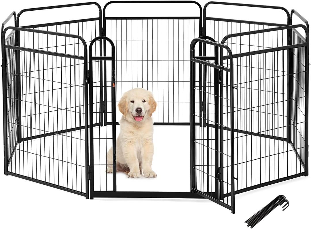 ZOMISIA Dog Play Pen Indoors - 8 Panels 32" Playpens Indoor Safety Design Without Stakes, Threshold Free Door Ease to Access, Portable Fence Ground Anchors for Outdoor, Yard and RV Camping ZOMISIA Dog Play Pen Indoors - 8 Panels 32" Playpens Indoor Safety Design Without Stakes, Threshold Free Door Ease to Access, Portable Fence Ground Anchors for Outdoor, Yard and RV Camping