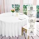 10 Pack Round Tablecloths - 120 Inch, White Polyester Table Cover for Round Table, Stain and Wrinkle Resistant Washable Fabric Table Cloth, Polyester Tablecloth for Wedding Banquet Parties