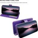 Bocasal Detachable Wallet Case for iPhone 13 RFID Blocking Card Slots Holder Premium PU Leather Magnetic Kickstand Shockproof Wrist Strap Removable Flip Protective Cover 5G 6.1 inch (Purple)