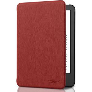 CoBak Case for All New 6 Inch E-Reader 2024 and 2022 (11 Generation) - PU Leather Smart Cover, Auto Sleep and Wake, Premium Protective Case for Kindle, Boox, Kobo, Wine Red