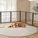 Dog Playpen Add-on 24 inch 4 Panels for Indoor & Outdoor Use – Heavy-Duty Metal Pet Fence with Ground Stakes, Rounded Ball Tops for Safety, Stable & Foldable Design, Easy to Assemble