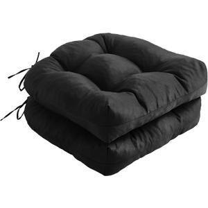 IPYNBAP Outdoor Chair Cushions Set of 2, Patio Chair Cushions with Ties,19x19+5 Tufted Outdoor Seat Cushions, Waterproof Patio Furniture Cushions, Outdoor Dining Chair Pads, Black