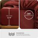 MooMee Bedding Sheet Set 100% Washed Cotton Linen Like Textured Breathable Durable Soft Comfy (Solid Fired Brick Red, Queen)