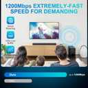 WiFi Extender Signal Booster, Dual Band 5.8GHz&2.4GHz WiFi Booster, Covers Up to 10200 Sq.ft, 1200M WiFi Repeater with One Ethernet Port, 1-Tap Setup