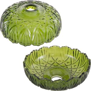 Glass Lamp Shades,Vintage Green Shade 9.4in E26 Flower Shape Replacement Lampshade for Floor, Wall, Pendant, Vanity Light 2Pcs