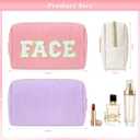 2Pcs Makeup Bag for Girls Gifts, Travel Toiletry Bag for Women, Corduroy Make Up Cosmetic Pouch Cute Preppy Stuff Bags for Teen, Birthday Graduation Gifts (HAIR & FACE)