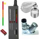 High Accuracy Professional Diamond Tester Pen, Jewelry Diamond Tester with 60X Mini LED Magnifying&40X Full Metal Illuminated Jewelry Loop Magnifier,Diamond Selector for Novice and Expert