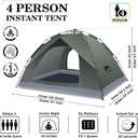 Happy Travel 4 Person Camping Tent, Instant Easy Pop Up Tents for Camping,Automatic Waterproof Family Camping Tent, Easy Set Up Tent,Portable Windproof Dome Tent for Camping Hiking & Traveling