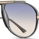 Pro Acme Oversized Aviator Sunglasses for Women Men, 70s Retro Aviators Style with Tangle Free Top Bar Design