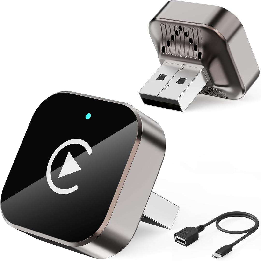 (2026 Upgraded) Wireless CarPlay Adapter for Apple iPhoneAndroid, Small Size,Plug and Play,Fast and Stable Connection Wireless Adapter for CarPlayAndroid-No Latency to Screen