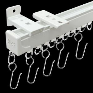 Room Divider Curtain Rods Track Ceiling Curtain Track or Wall 18 FT with Hooks Curtain Tracks White Suitable for Living Room Bedroom Bathroom