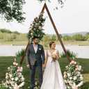 Wooden Wedding Arch 8.2FT, Triangle Wedding Arch, Wedding Arches for Ceremony, Natural Wood Wedding Backdrop Stand for Garden Parties, Wooden Arch Decor Rustic Wedding Arch Frame Decorations