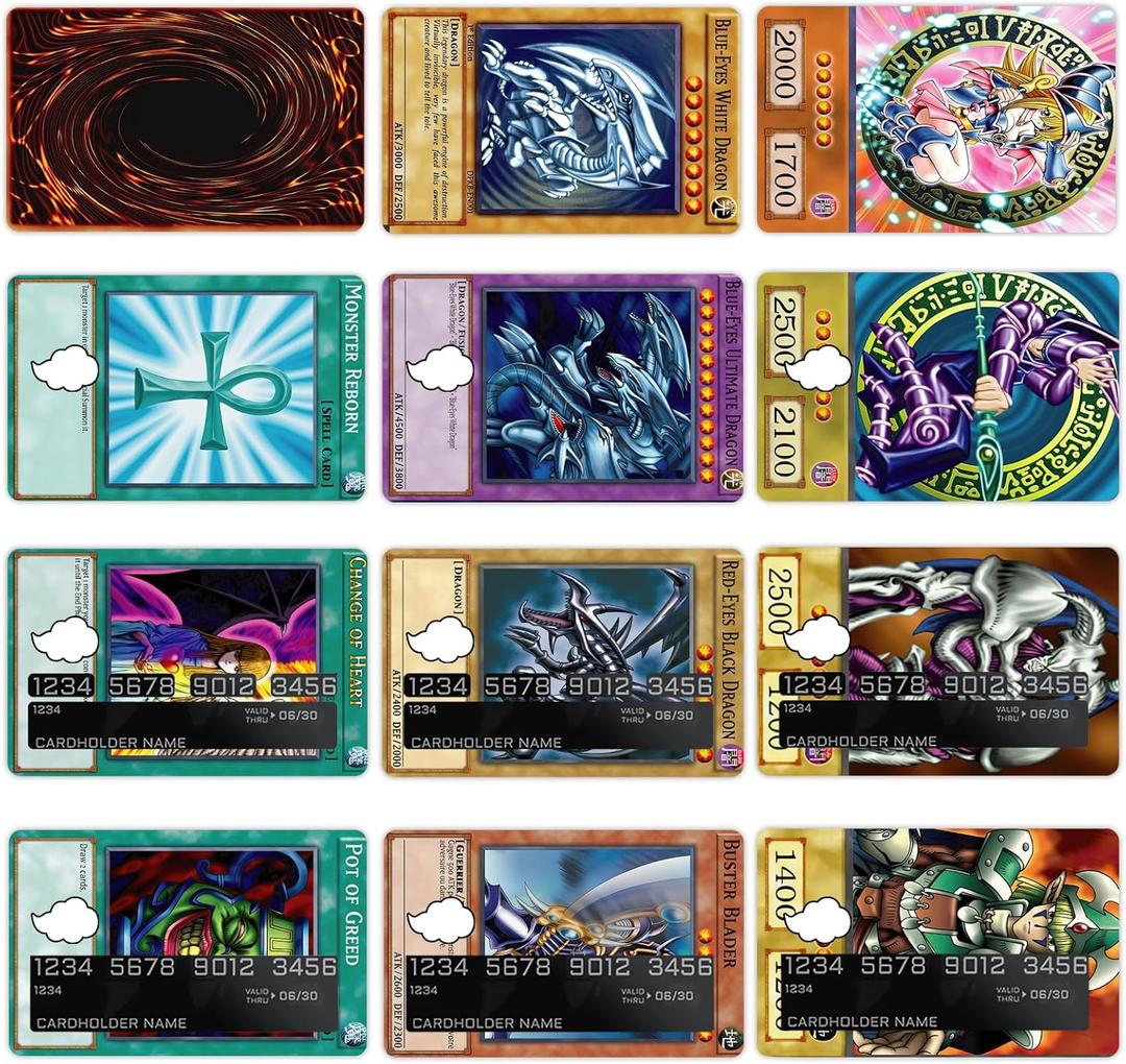 Game Anime Debit Credit Card Cover Sticker Decal Skin 12 Pcs Anime Aesthetic Card Art Decor Gifts Merch Supplies for EBT Debit Transportation Key Cover Personalizing Bank Card