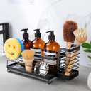 Kitchen Sink Organizer with Instant Drying Stone, Dish Sponge and Brush Holder, Stainless Steel