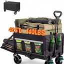 Collapsible Wagon 440lbs Load 42.5" Extra Long with Brake, Cover, Tailgate | 120L Plus Capacity, Heavy Duty, All Terrain, beach wagon, foldable wagon, Folding Wagon for Dogs, Sand, sport, Groceries