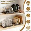 2PACK Expandable (12"-24") Pots and Pans Organizer Under Cabinet with 32 Adjustable Dividers for Kitchen, Pot Lid Organizers Inside Cabinet, Pan Lid Holder, Rust-Resistant Lid Storage, Easy to Clean