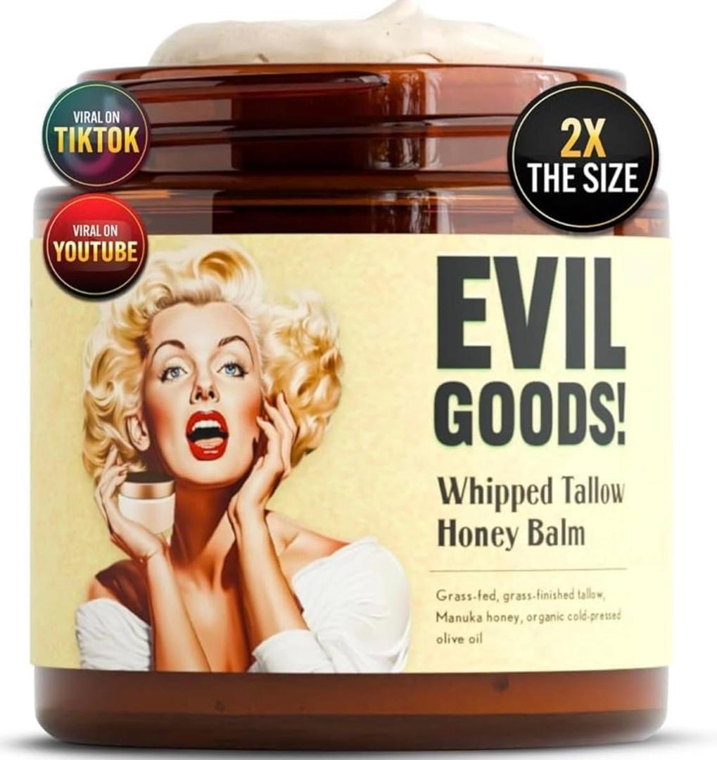 EVO GOOD! Whipped Tallow Honey Balm, Grass-Fed Grass-Finished Tallow, Natural Moisturizer, Restorative Skin Care, sandalwood